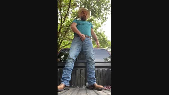 Cowboy Stroking in Bed of F150 video from