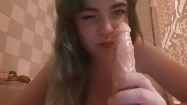 Drooly Baby Sucks Dildo