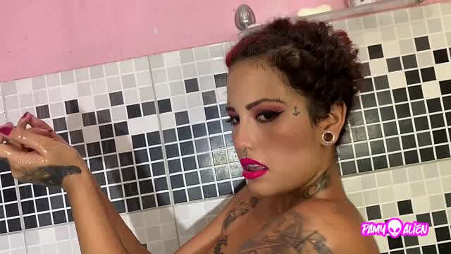 Peeing in the shower video from Pamy Alien