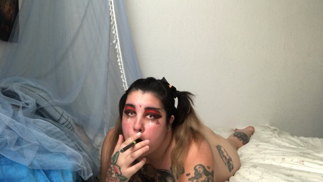 Goth gf smoking experience video from Dru Loonytix