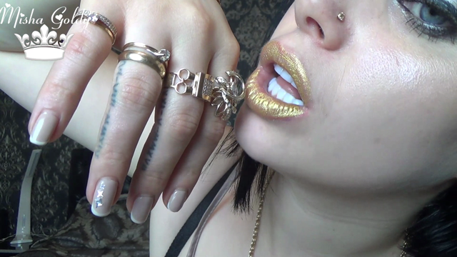 Golden  Goddess Lips & Jewelry fetish video from Mistress Misha Goldy