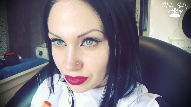 Smoke from dark red big lips video from Mistress Misha Goldy