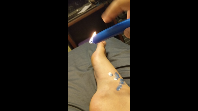 Chubby masochist plays with wax video from