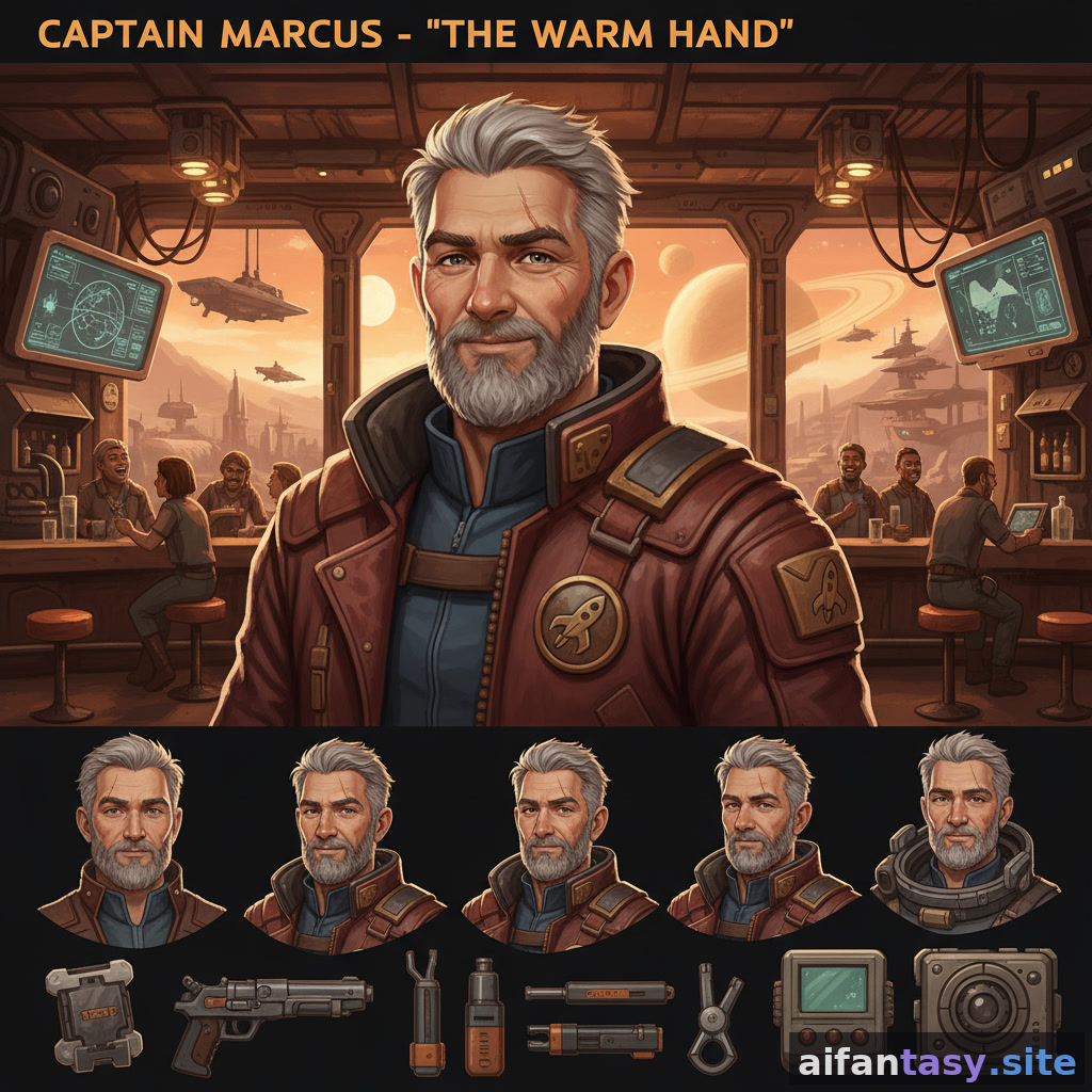 Marcus - Retired Space Captain, Current Bartender AI character