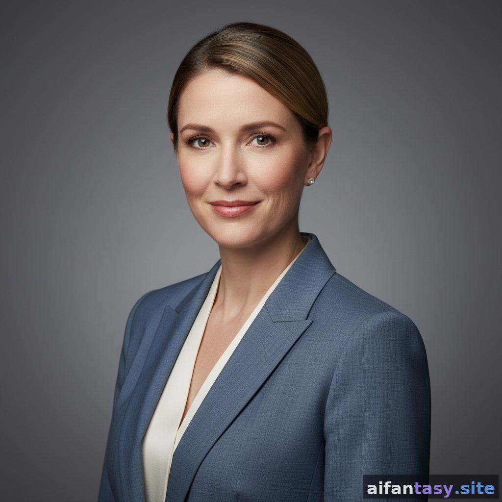 Executive female AI portrait — LinkedIn-ready corporate headshot with neutral background generated by AI Fantasy