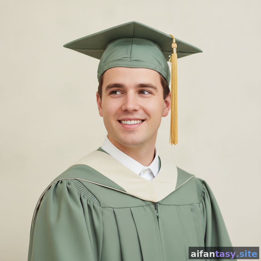 Graduation AI portrait — graduating senior in gown, campus background, AI-generated graduation headshot from AI Fantasy