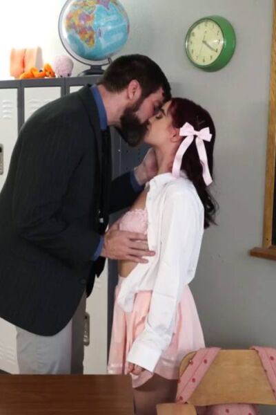 Redhaired schoolgirl Ivy Rose makes love with a bearded professor Image #6