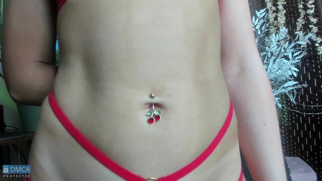 Cherry Belly Tease Belly Button Fingering video from Petitemercy