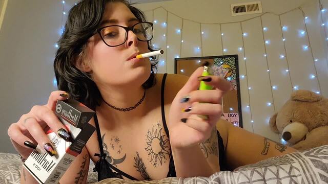Smoking Marlboros In Black Lingerie video from Cassidy Love