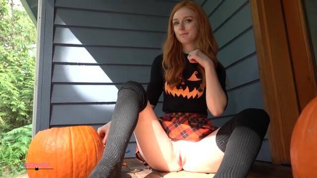 Upskirt Pumpkin Carving video from DestinationKat