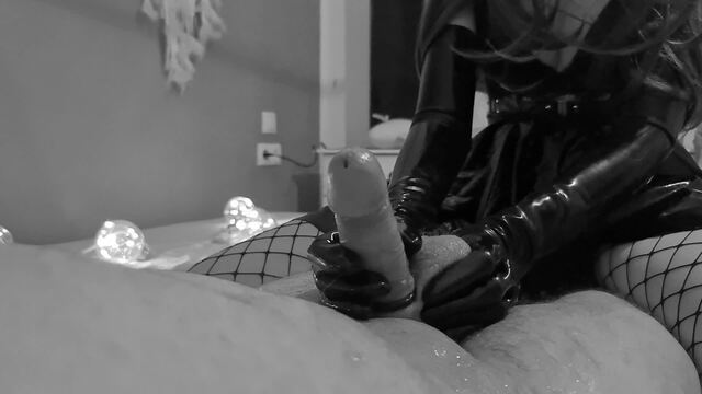 First Latex Handjob video from dirtycouple