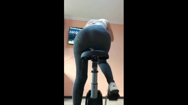 Pissing tight legs while riding bicycle video from 