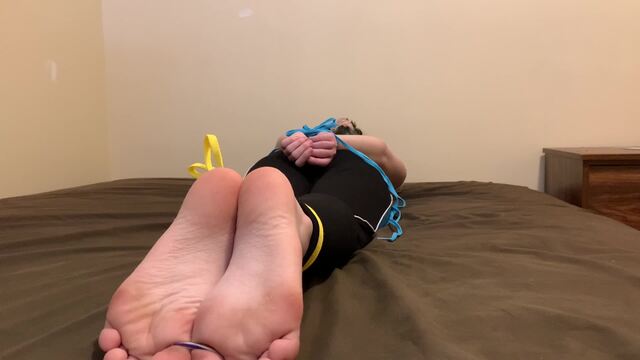 tied up teen footjob with big cumload on her soles video from EmoDream1998