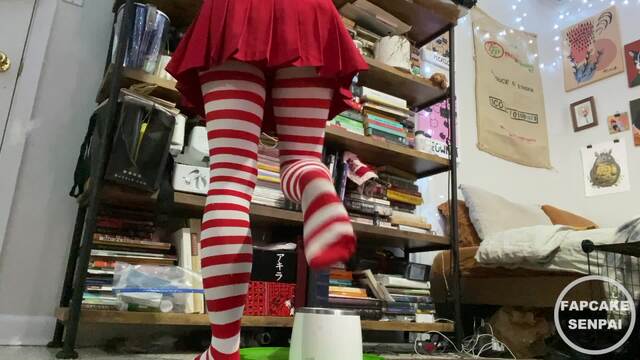 Cleaning My Room in Red Stockings video from Fapcakesenpai