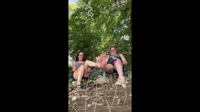 Two Hot Chicks Compare Foot Size video from Goddess Lizzie