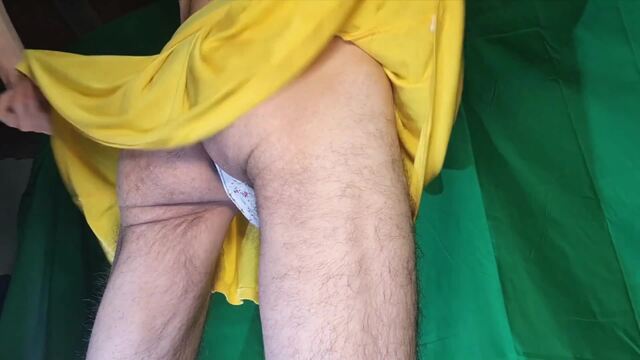 Flowery Seamless Thong under Yellow Miniskirt video from 