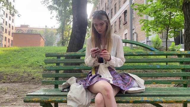 Eva smokes multiples on public bench video from Karina Smoking