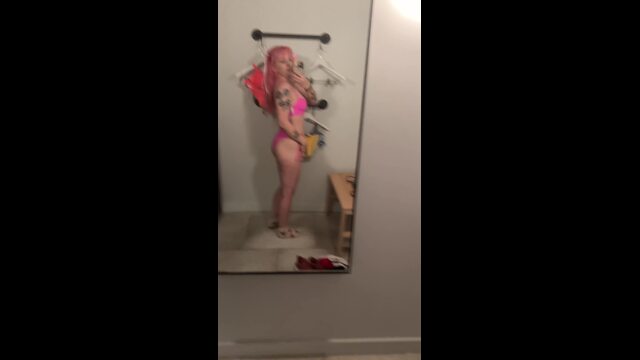 public dressing room bikini tryon video from Lilredvelvet