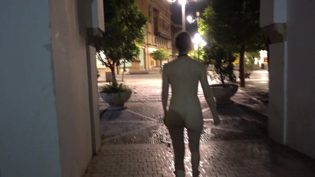 Walking completely naked towards a busy street video from MiaExhib