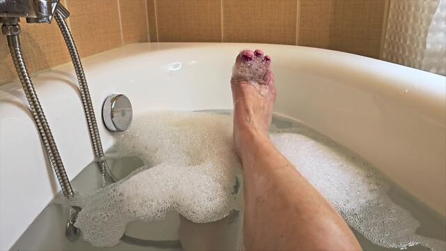 Beautiful Red Nails Feet & Bubble Bath video from Ms. Jenny