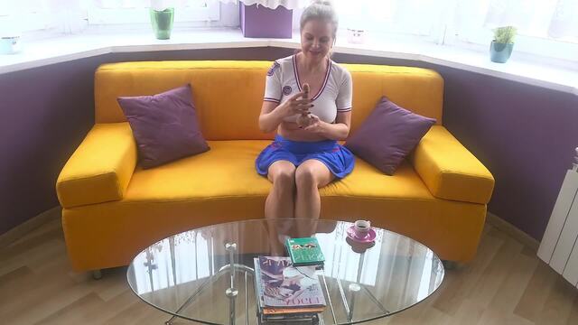 Blonde Cougar Finish Her French Lesson With Dildo Play video from Ms. Jenny