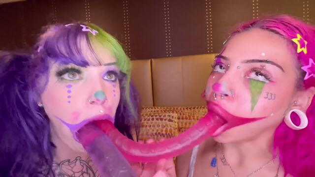 2 Clown Sluts Welcome You To The Circus Squirting & Gagging On Toys video from Nali Marie