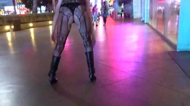 Fishnet Slut Showing Off and Cumming Hard in Public video from Nicole Niagara