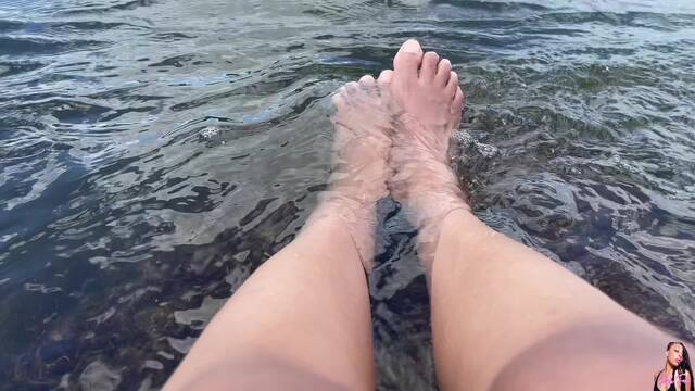 POV Plays with Her Feet in the Public River video from Pink Foxx