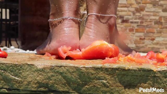 EyeCandyToes Smashing Tomatoes by the Pool video from Pedsrmedsproductions