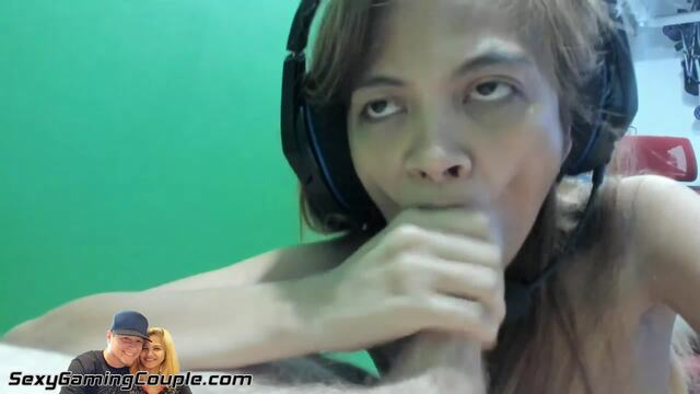 Dirty Asian Whore worships that cock and loves the cum on her face video from Sexy Gaming Couple
