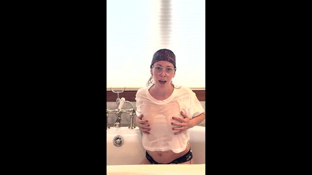 Wet T-shirt try on for Cheerleader Carwash video from SluttySarah