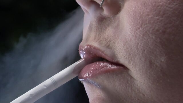 Close-up of me smoking a VS menthol 120 holding it in my mouth video from Brianna Rose