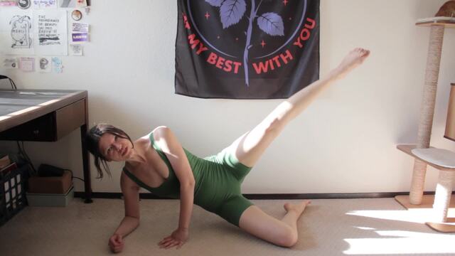 Sweaty hairy Goddess bullies you while exercising video from Mistress Hawthorn