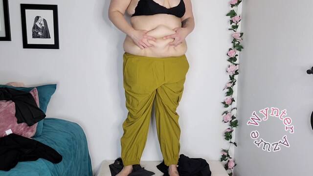 Belly Play and Weight Gain Chat while Trying on Active Wear video from Wynter Azure