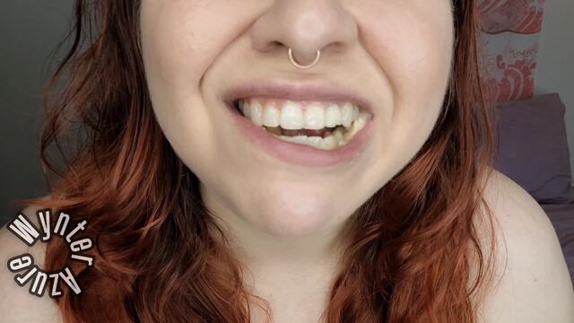Open Mouth Chewing of very thick Oatmeal! video from