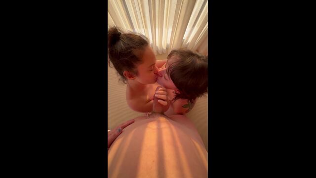 POV 2 girls 1 cock and a very sloppy blow job video from Miss Ser